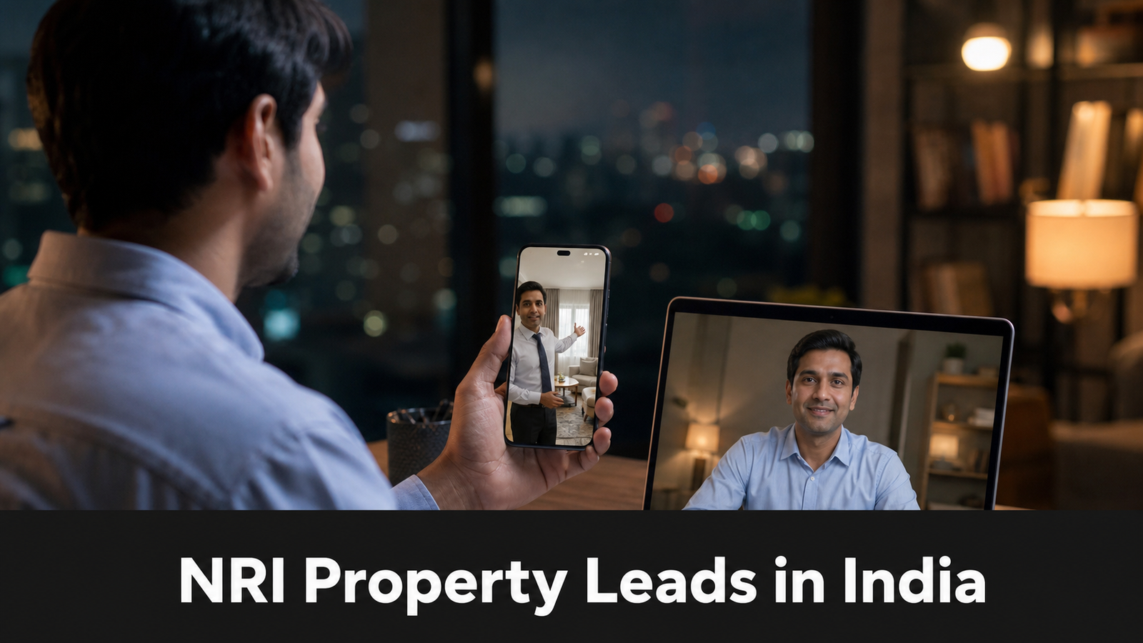 NRI home buyer on WhatsApp video tour with Indian real estate CRM